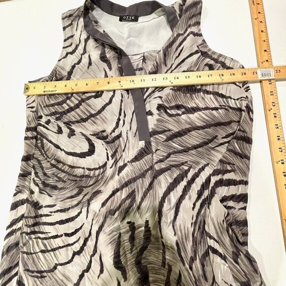 OTTE New York Tunic Shirt Dress Womens M Gray Silk Sleeveless Animal Print - Picture 6 of 7